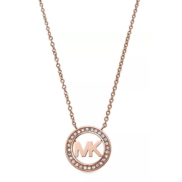 MICHAEL KORS • Rose Gold Logo Pendant Necklace - Picture 1 of 4